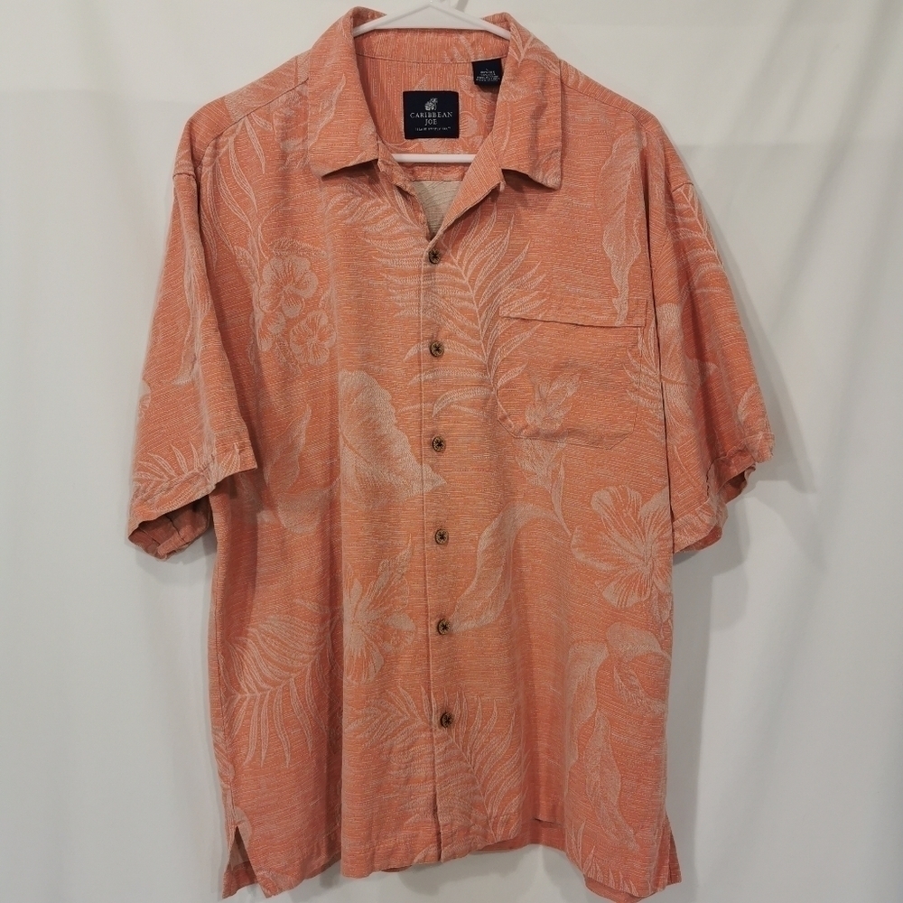 Caribbean Joe Silk Short Sleeve Casual Button Down Shirt - Sz XL